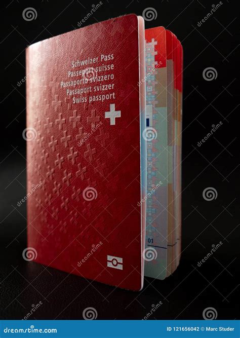 Swiss Passport Close Up on Black Background Switzerland Citizenship