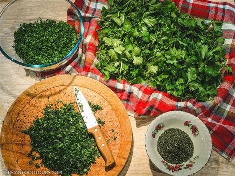 Ghormeh Sabzi Chopped Herbs Persian Herbs Stew Vegetarian Stew