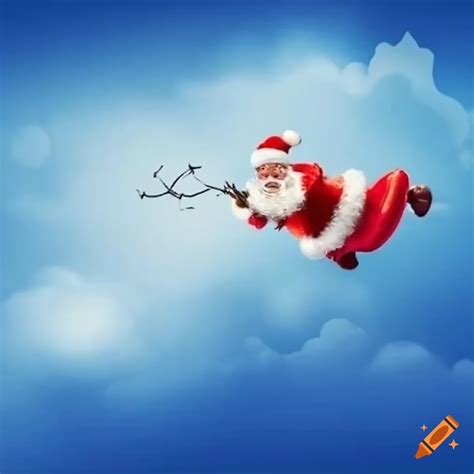 Santa Claus Flying Through The Sky On Craiyon