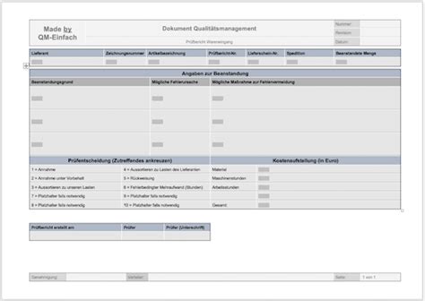 Formular Vorlage Pr Fbericht Wareneingang I Neu I Iso