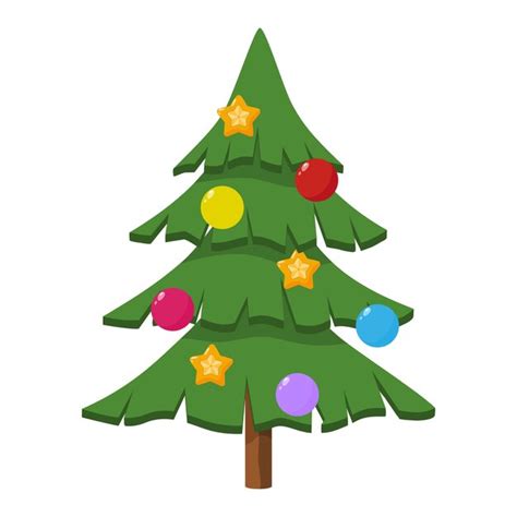 Árbol de navidad con adornos Vector Premium