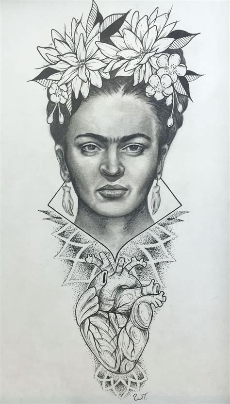 Original Drawing Of Frida Kahlo By Tattoo Artist Whitney Thompson