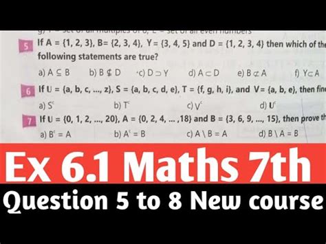 Exercise 6 1 Class 7th Maths Kpk And Punjab Textbook New Course 2022