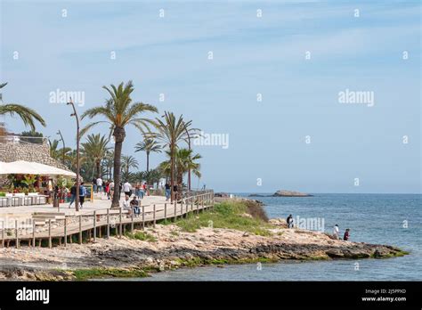 Ibiza Spain 2022 April 14 People At Figueretas Beach On Ibiza