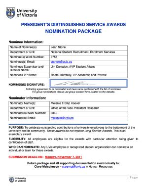 Fillable Online PRESIDENTS DISTINGUISHED SERVICE AWARDS Fax Email Print