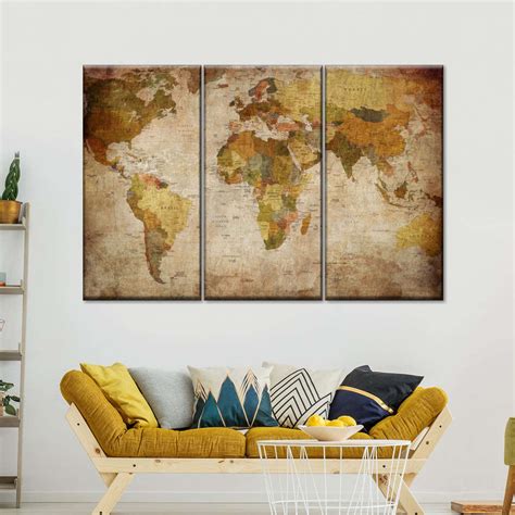 World Map Wall Art | Prints, Framed Prints And Multi Panel Art