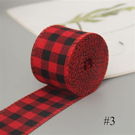 Checkered Wired Edge Ribbons M British Style Buffalo Plaid Gingham