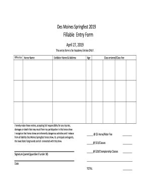 Fillable Online Des Moines Springfest 2019 Fillable Entry Form Fax