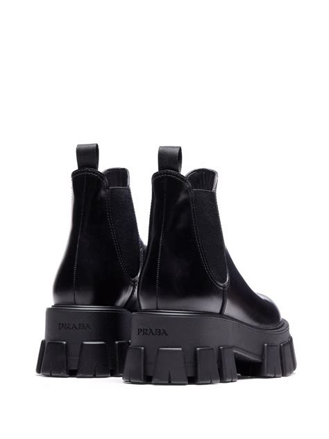 Prada Moonlith Brushed Leather Chelsea Boots Black Farfetch