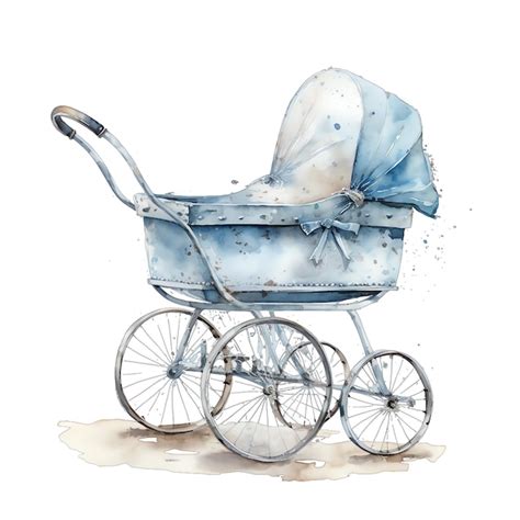 Premium Ai Image Spring Baby Stroller Watercolor Illustration Spring