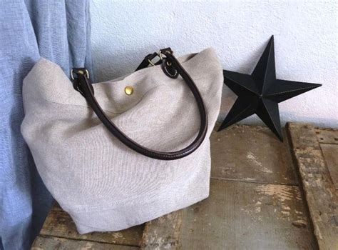 Sac En Lin Naturel Lav Anses Aspect Cuir Naturel Clair Ou Etsy France