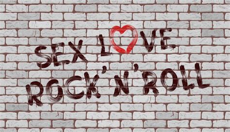 Inscription Sex Love Rock N Roll On The Wall Stock Vector Illustration Of Icon Stamp 77694327