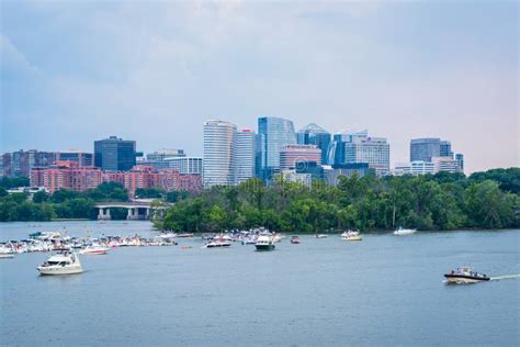 Boats In The Potomac River And The Rosslyn Skyline In Washington Dc