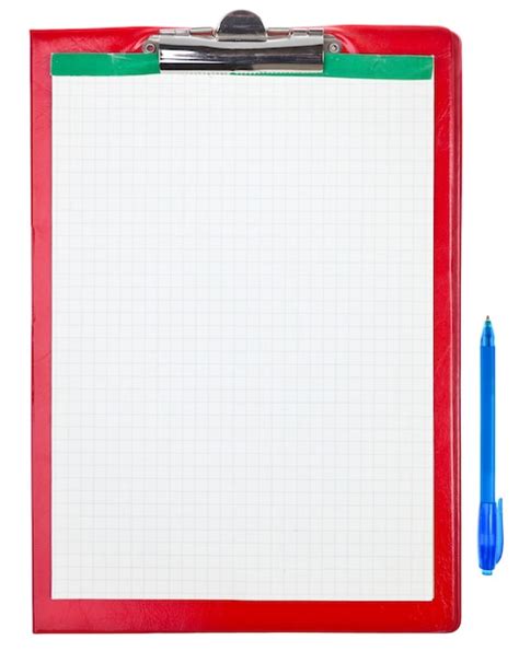 Premium Photo Blank Paper Sheet On Red Clipboard With Pen On White