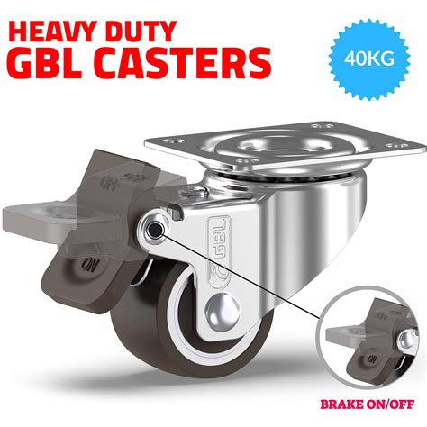 Gbl Heavy Duty Furniture Wheels With Brakes Screws Mm Up To