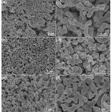 Low And High Magnification SEM Micrographs Of The Products A B Pr 2