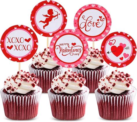 Amazon 50 Packs Valentines Day Cupcake Toppers Sweet Xoxo