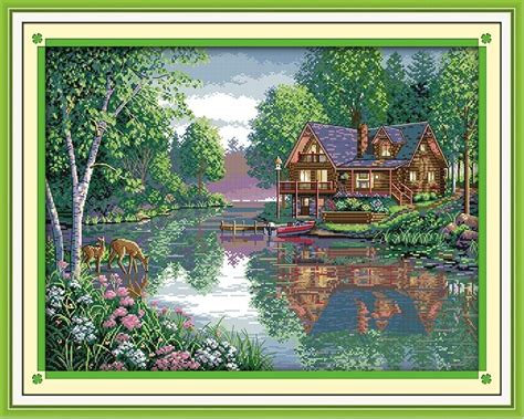 Leisure Hut Scenic Needlework DMC Cross Stitch For Embroidery Kits