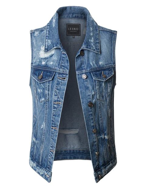 Vintage Distressed Ripped Sleeveless Denim Vest Clearance