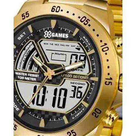 Relogio Xgames Masculino Digital E Analogico Dourado Anadigi XMGSA004