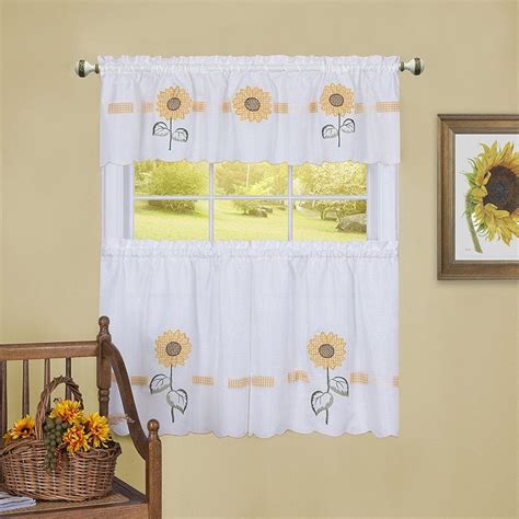 20 Ideas of Sunflower Cottage Kitchen Curtain Tier and Valance Sets