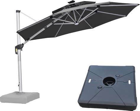 Amazon PURPLE LEAF 11ft Patio Umbrella With Base Solar Powered