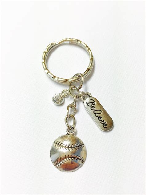 Softball Believe Keychain Softball Player Keychain by girlygifts07