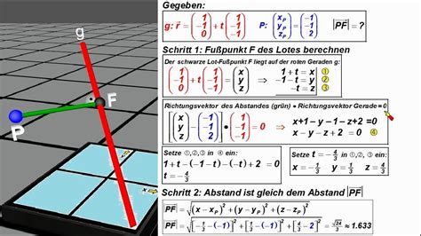 Abstand Punkt Gerade Im Raum Lotfu Punktmethode Beispiel Youtube