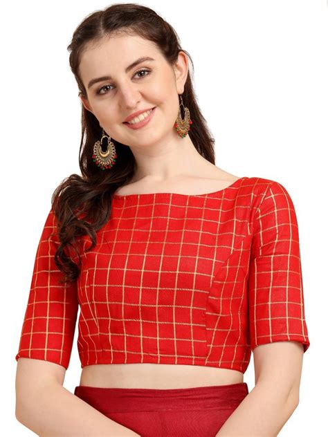 Red Base Women Jacquard Red Check Readymade Blouse Size 32 At Rs 250