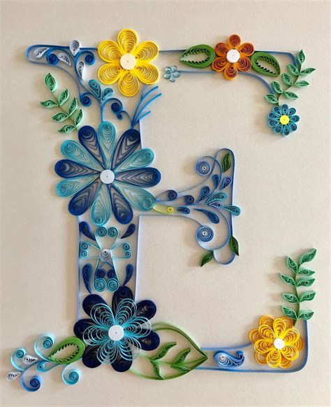 Quilled Floral Letter E With A Cross Quilling Designs Quilling