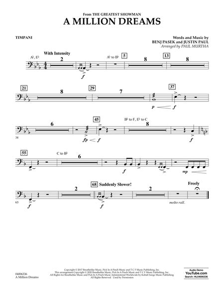 A Million Dreams From The Greatest Showman Arr Paul Murtha Timpani By Paul Murtha