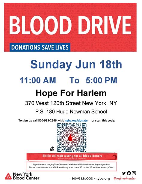 Jun Harlem Community Blood Drive Sickle Cell Trait Testing For