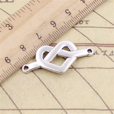 Pcs Charms Heart Knot Connector X Mm Tibetan Silver Color Pendants