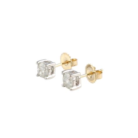 18ct Yellow And White Gold Diamond Stud Earrings 100ct Diamonds From