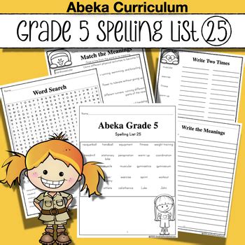 Abeka Spelling Vocabulary Poetry 5 5th Ed List 25 Fitness Words