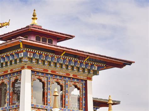 Colorful Details Of The Roof Of A Buddhist Temple Wood Carving Close