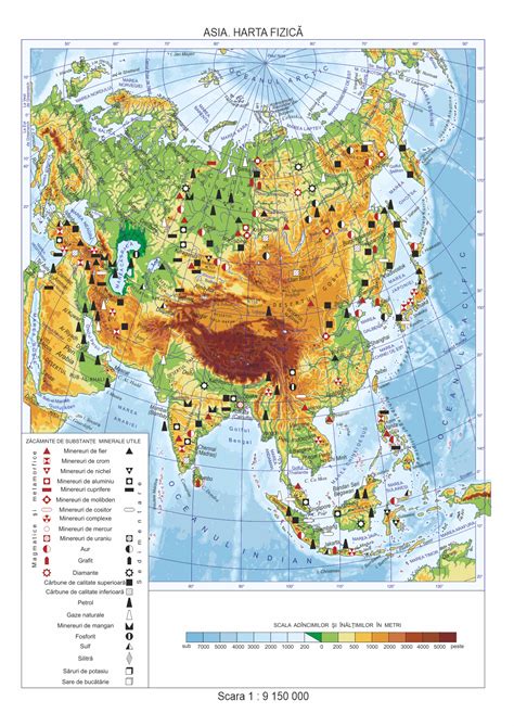 Asia Harta Fizica 1 3m X1 75m Geografia Online