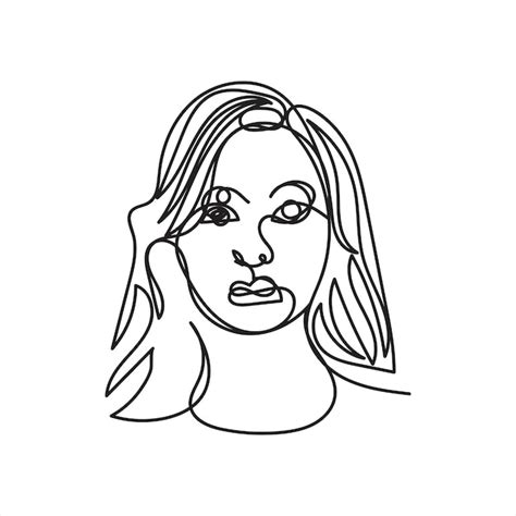 Premium Vector Woman Face One Line Art Woman Face Continuous Line Art Design