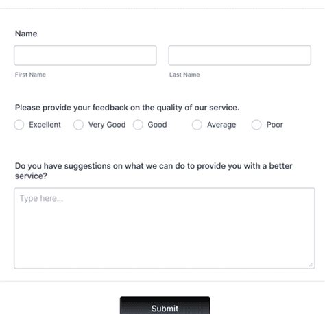 Simple Feedback Form Template Jotform