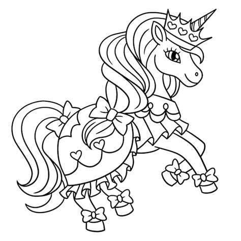 Coloriage Princesse Licorne Isol Pour Les Enfants Vecteur Premium