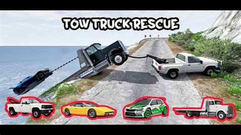 Tow Truck Removes Crashed Cars And Trucks On The Cliff Road Blocked