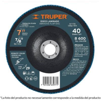 Disco Laminados Flap 7 7 8 80 Grano Alto Rendimiento Truper TRUPER