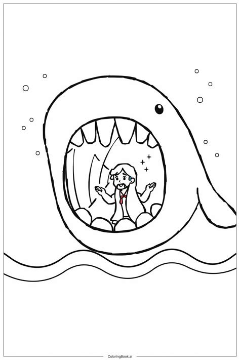 Jonah And The Whale Simple Scene Coloring Page Free Pdfandpng Printable