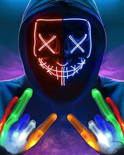 LED Purge Mask Light Up Skeleton Gloves Costumes Light Up Halloween