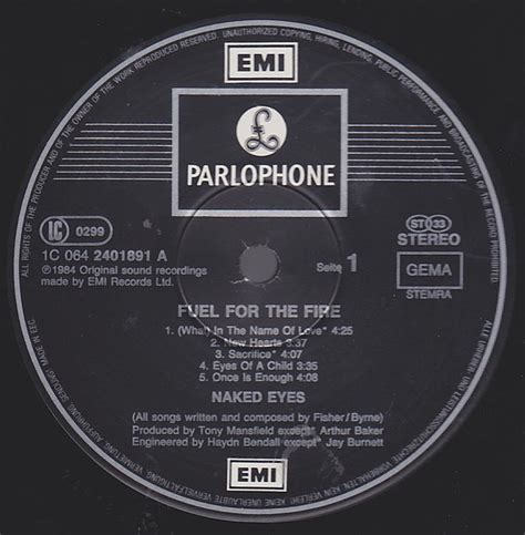 Naked Eyes Fuel For The Fire Vinyl Pussycat Records