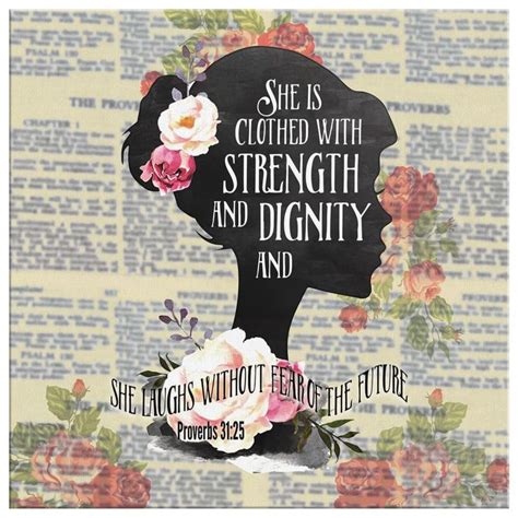 She Is Clothed With Strength And Dignity Canvas Wall Art Bible Verse