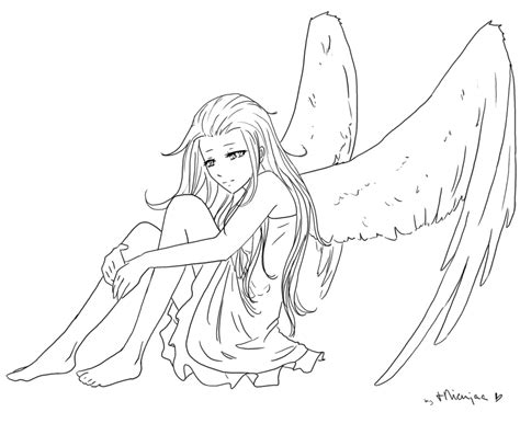 Angel-thingie lineart by tNienjaa Anime Girl Drawings, Manga Drawing ...