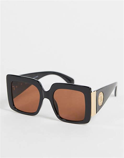 River Island Oversized Chunky Square Glam Sunglasses In Black Asos