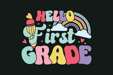 Hello First Grade Kindergarten Kids Vector Tshirt 26653080 Vector Art