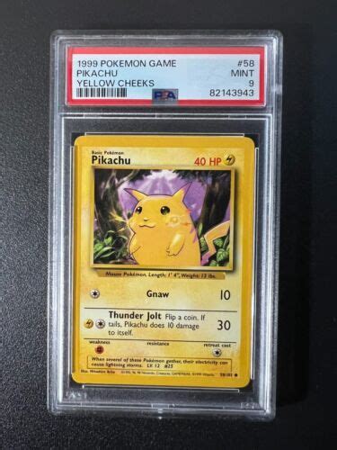 Pokemon Pikachu Yellow Cheeks Psa Mint Ebay